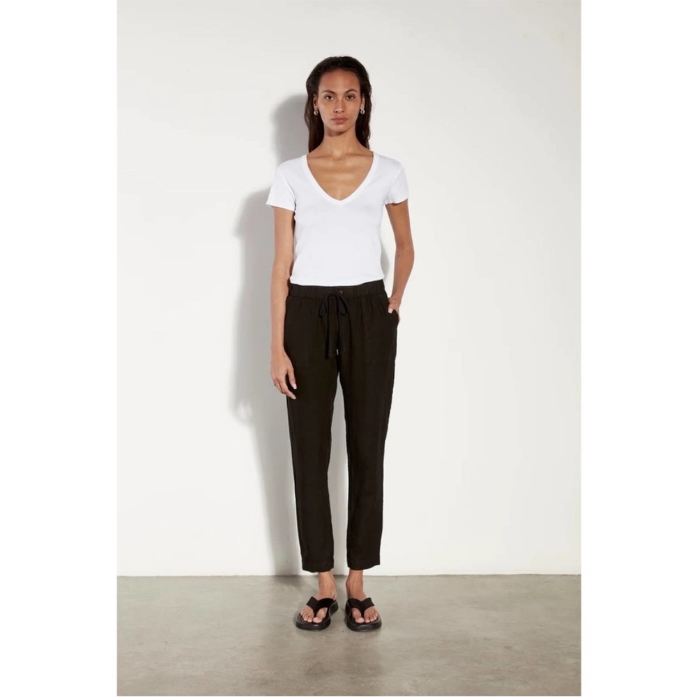 ENZA COSTA French Linen Easy Pant Pull On Jogger Black XS